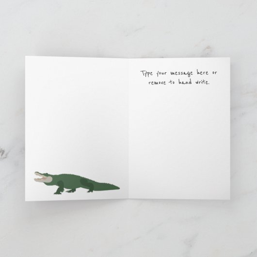 Alligator Crocodile Pattern Douanenaam Birthday C Kaart (Binnen)