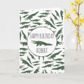 Alligator Crocodile Pattern Douanenaam Birthday C Kaart (Gele Bloem)