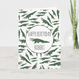 Alligator Crocodile Pattern Douanenaam Birthday C Kaart