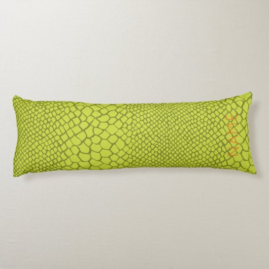 Alligator Crocodile Pattern NAME Mod Green Kinder Lichaamskussen (Achterkant)