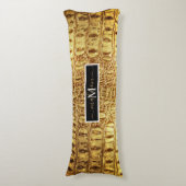 Alligator Crocodile Skin Shiny Gold Persoonlijk Lichaamskussen (Voorkant Verticaal)