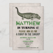 Alligator Crocodile verjaardagsuitnodiging, bijten Kaart (Voorkant / Achterkant)
