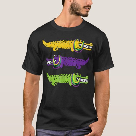 Alligator Crocodiles Louisiana Mardi Gras Party Bo T-shirt (Voorkant)