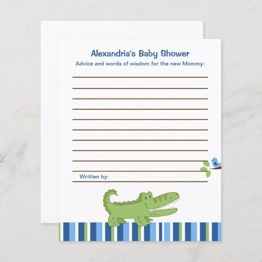 Alligator Custom Flyer Baby shower Advice Kaarten (Voorkant / Achterkant)