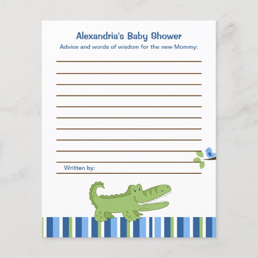 Alligator Custom Flyer Baby shower Advice Kaarten (Voorkant)