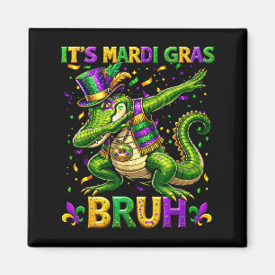 Alligator Dabbing Bruh Mardi Gras Carnaval Tiener Magneet