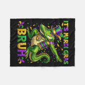 Alligator Dabbing Bruh Mardi Gras Carnaval Tienerj Fleece Deken (Voorkant (Horizontaal))