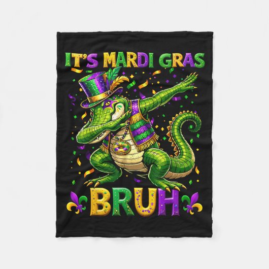 Alligator Dabbing Bruh Mardi Gras Carnaval Tienerj Fleece Deken (Voorkant)