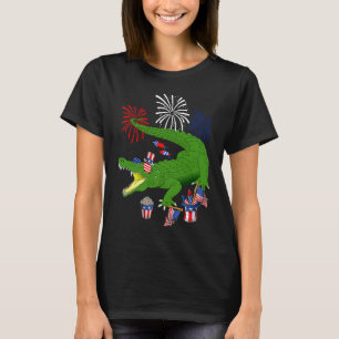 Alligator die Amerikaanse vlag houdt - Zonnebrille T-shirt