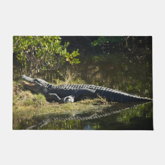 Alligator die zich koestert op de oever van het mo deurmat (Voorkant)