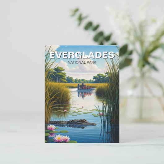 Alligator en Airboat Everglades Nationaal Park Briefkaart (Staand voorkant)