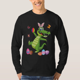 Alligator en Bunny Rabbit Pet Paaseieren Happy D T-shirt