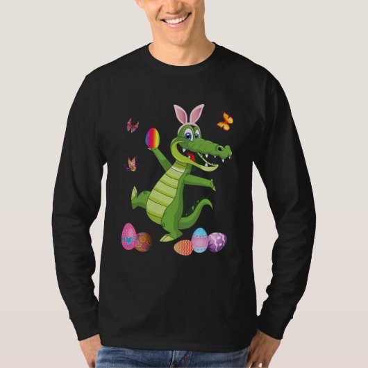 Alligator en Bunny Rabbit Pet Paaseieren Happy D T-shirt (Voorkant)