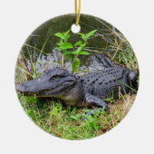 Alligator- en roseatlepel keramisch ornament (Voorkant)