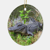 Alligator- en roseatlepel keramisch ornament (Links)