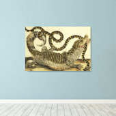 Alligator en slang, 1730 (gekleurd) canvas afdruk (Insitu (Houten vloer))