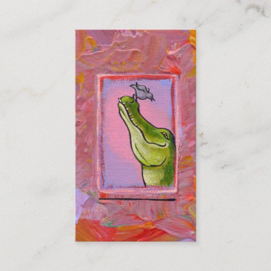 Alligator en vogelbalans maken unieke kunst leuk visitekaartje (Voorkant)