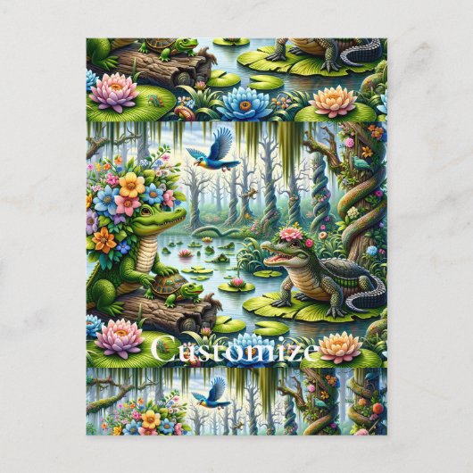 Alligator Fantasie Moeras Thunder_Cove Briefkaart (Voorkant)