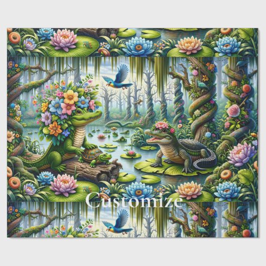 Alligator Fantasie Moeras Thunder_Cove Cadeaupapier (Vlak)