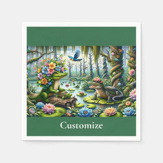 Alligator Fantasie Moeras Thunder_Cove Servet (Voorkant)