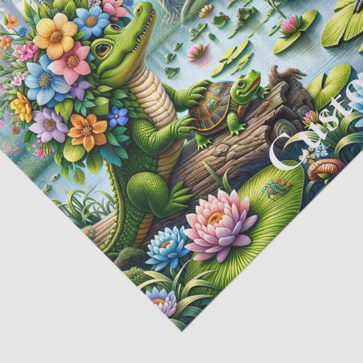 Alligator Fantasie Moeras Thunder_Cove Tissuepapier (Detail)