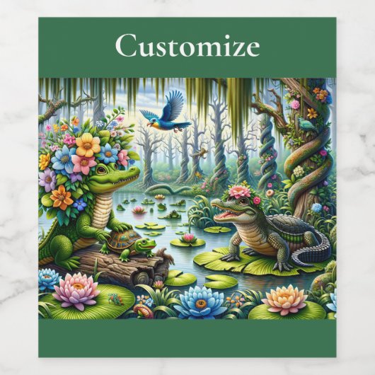 Alligator Fantasie Moeras Thunder_Cove Wijn Etiket (Enkel label)