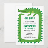 Alligator Feest Uitnodiging (Voorkant / Achterkant)
