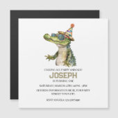 Alligator-feest uitnodiging Nodig zwemborrel uit Magnetische Uitnodiging (Voorkant / Achterkant)