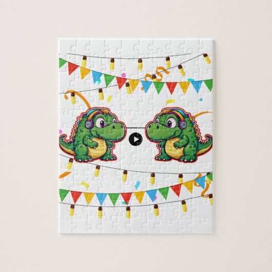 Alligator Feestelijke Kleurrijke Muziek Baby showe Legpuzzel (Verticaal)