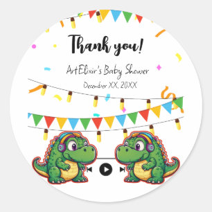 Alligator Feestelijke Kleurrijke Muziek Baby showe Ronde Sticker