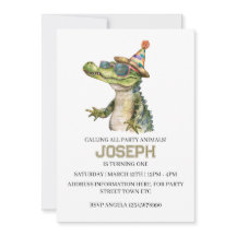 Alligator-feestuitnodiging Nodig zwembadfeest uit