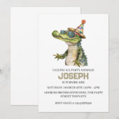 Alligator-feestuitnodiging Nodig zwembadfeest uit Kaart (Voorkant / Achterkant)