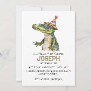 Alligator-feestuitnodiging Nodig zwembadfeest uit Kaart