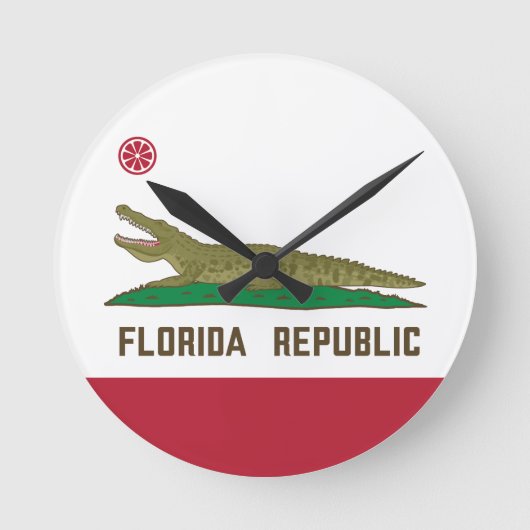 Alligator Flag Crocodile Florida Ronde Klok (Voorkant)