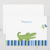Alligator Flat Dank je wel, Blauw/Groen Notitiekaartje (Voorkant / Achterkant)