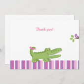 Alligator Flat Dank je wel, noot -Roze/Groen Notitiekaartje (Voorkant / Achterkant)