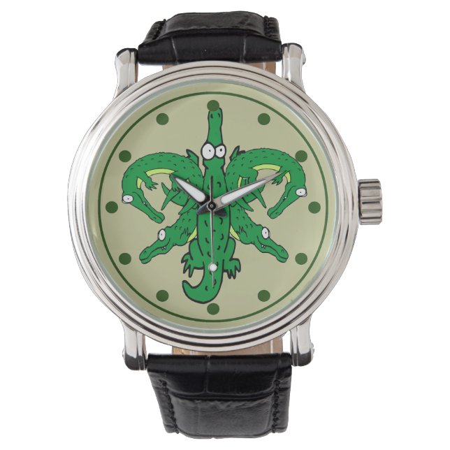 Alligator Fleur De Lis Horloge (Voorkant)