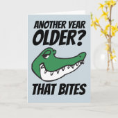 ALLIGATOR FUNNY BIRTHDAY BITES CARDS KAART (Gele Bloem)