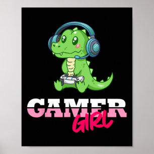 Alligator Gamer Meisje Gaming  Poster