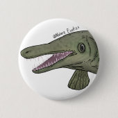 Alligator gar pin ronde button 5,7 cm (Voorkant)