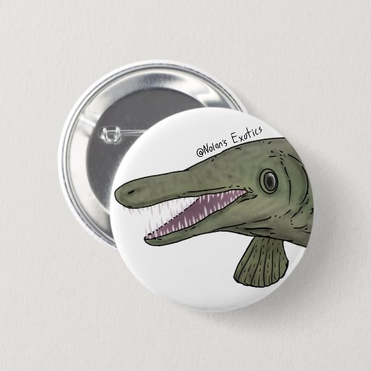 Alligator gar pin ronde button 5,7 cm (Voorkant /achterkant)