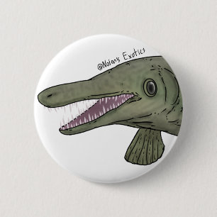 Alligator gar speld ronde button 5,7 cm