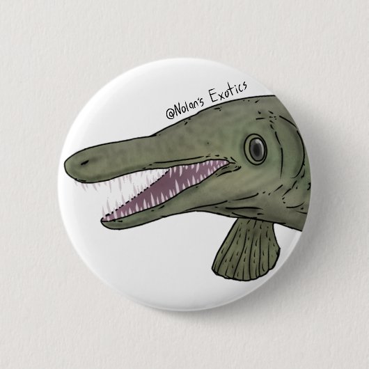 Alligator gar speld ronde button 5,7 cm (Voorkant)