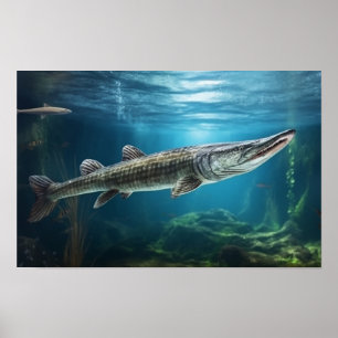 Alligator gar vis zwemmen Vis Print Poster