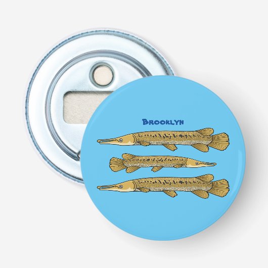 Alligator garfish cartoon illustration  button flesopener (Voorkant)