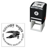 Alligator Gator Reptielnaam Retouradres Ronde Zelfinktende Stempel (In situ)