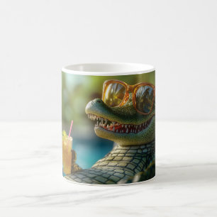 Alligator Genieten van een cocktail aan het zwemba Koffiemok