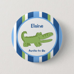 Alligator Gepersonaliseerd naam tag Button Blue/Gr