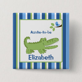 Alligator Gepersonaliseerd naam tag Button Blue/Gr