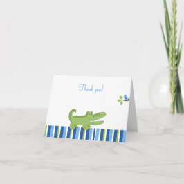 Alligator Gevouwen Dank u opmerkingen - Blauw/groe Bedankkaart